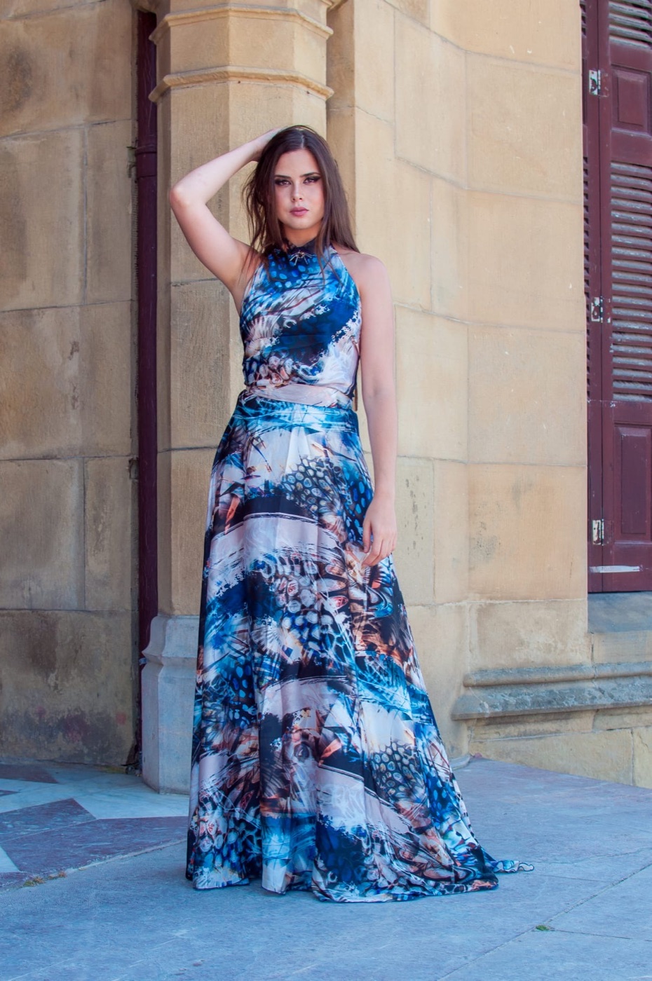 Vestido largo de Atelier Vitoria: Print abstracto en azul