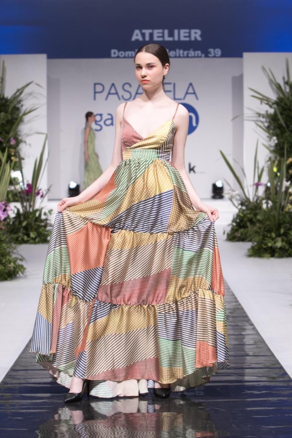 Vestido largo de Atelier Vitoria: Patchwork de rayas multicolor